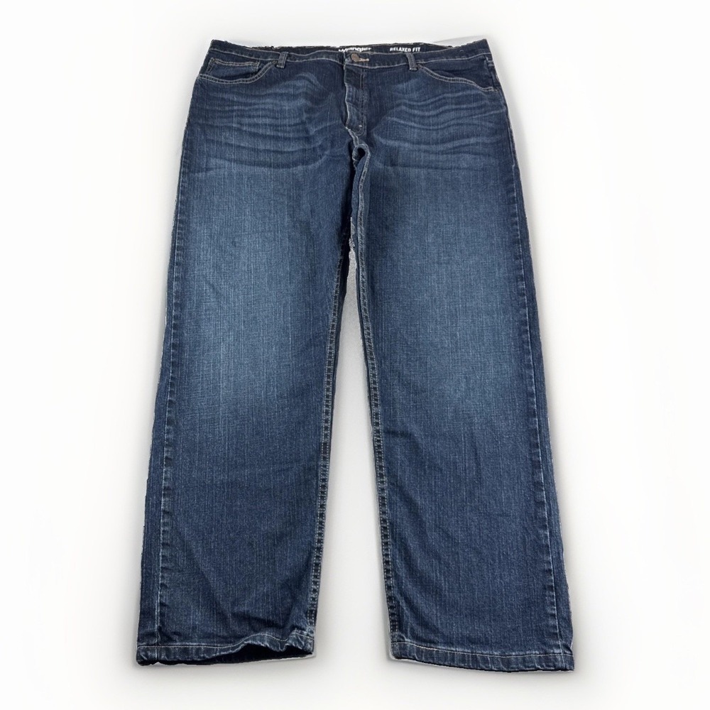 Wrangler Jeans Mens 42x30 Relaxed Fit Blue Denim Pants Straight Leg Workwear